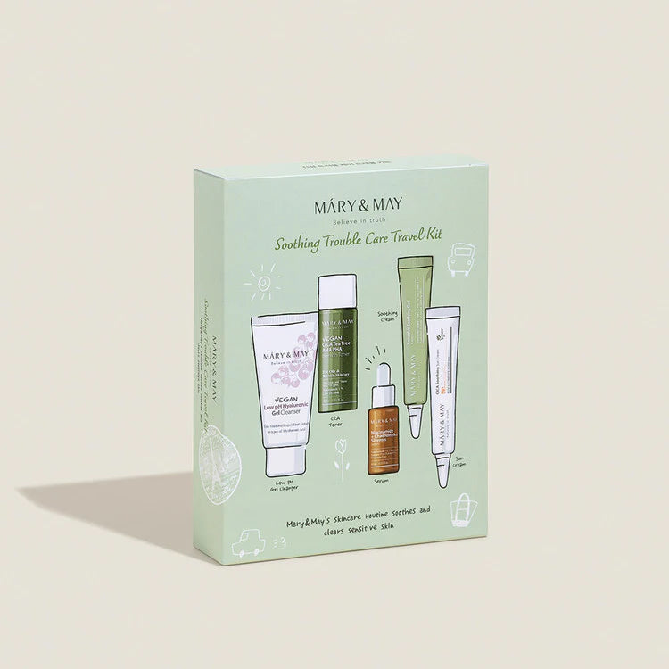 Mary & May - Soothing Trouble Care Travel Kit (Toner+Serum+Cream+Suncream+Gel cleanser)